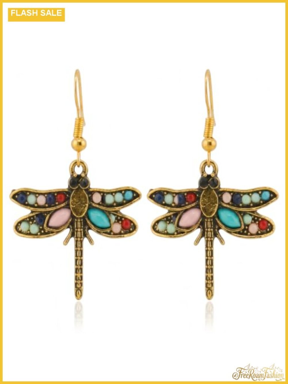 Enamel Butterfly Dangle Earrings Gold Fishhook Gift for Women